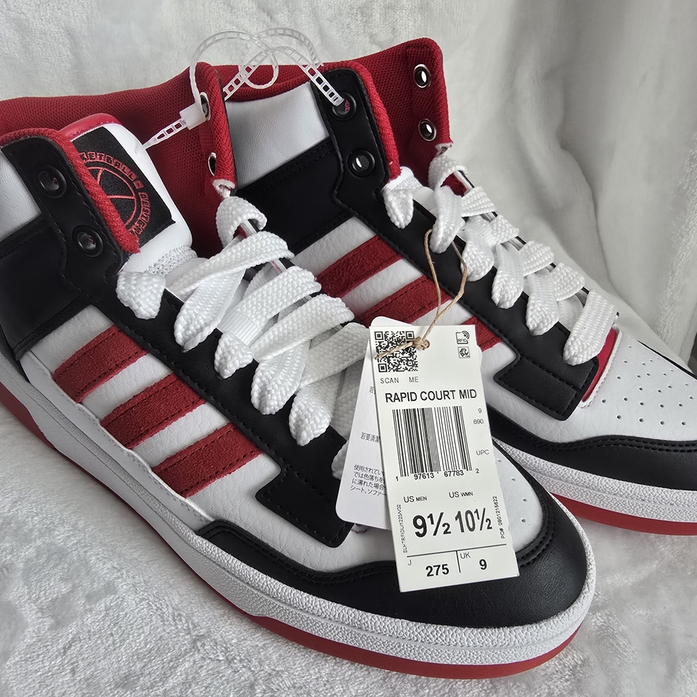 Adidas Rapid Court Mid Black White Red Sneakers
